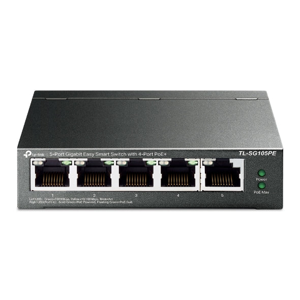 TP-Link TL-SG105PE - switch - 5-poorts - Gigabit - Easy Smart - POE+ - 4x PoE