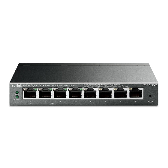 TP-Link TL-SG108PE - switch - 8-poorts - Gigabit - Easy Smart - POE - 4x PoE - 55W