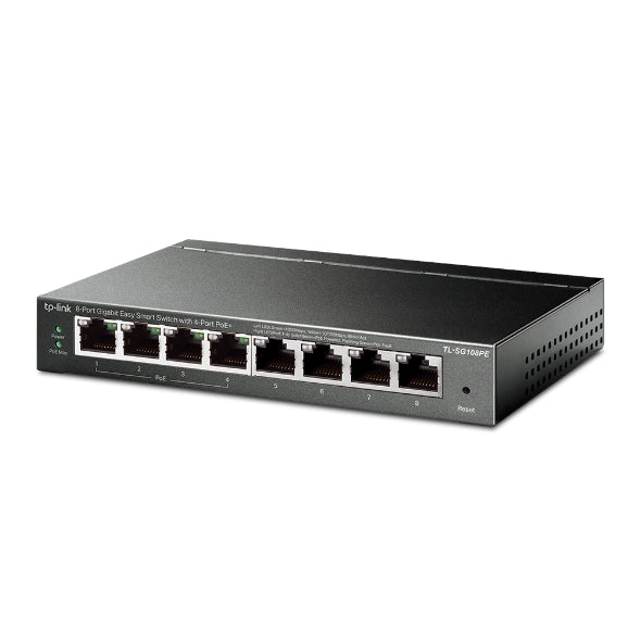 TP-Link TL-SG108PE - switch - 8-poorts - Gigabit - Easy Smart - POE - 4x PoE - 55W