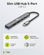 Slimme 5-Poorts USB Hub – USB-C™ naar USB-C™ / USB-A – 5 Gbit/s