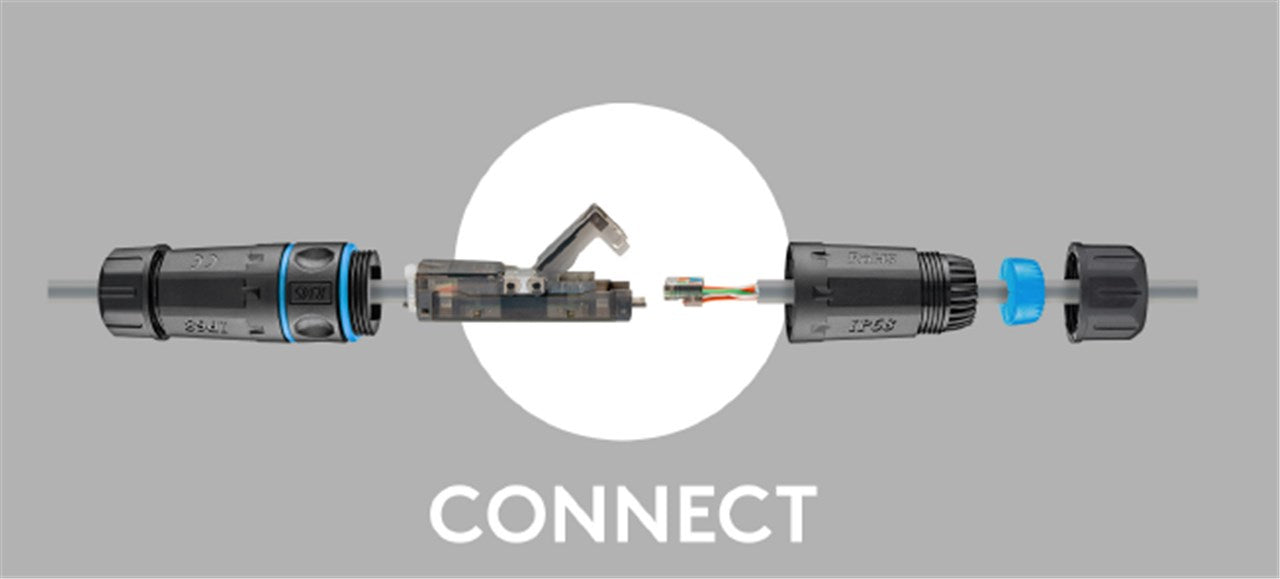 Outdoor LAN Kabelconnector CAT 6A UTP IP68 - Toolless Netwerk Verlengstuk - Goobay