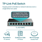 TP-Link TL-SG108PE - switch - 8-poorts - Gigabit - Easy Smart - POE - 4x PoE - 55W