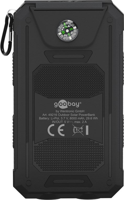 Outdoor Solar Powerbank met zonne-oplader 8.000 mAh