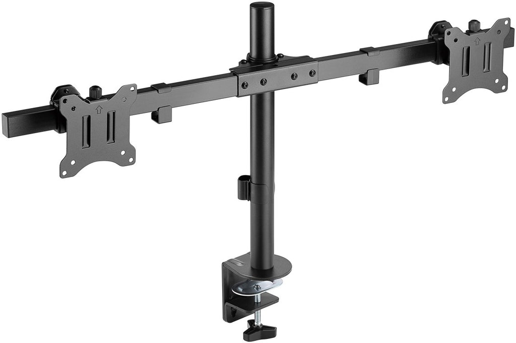 Dubbele Monitorarm Vast – Geschikt voor 17 t/m 32 inch – Zwart
