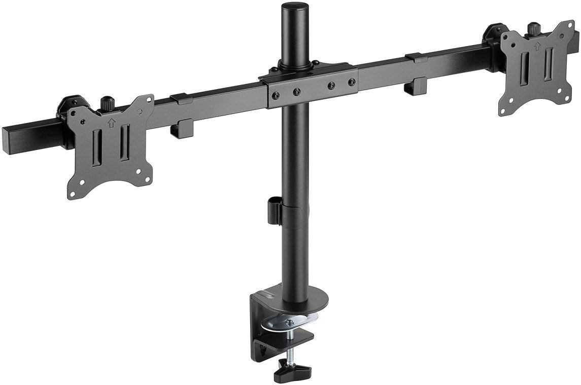Dubbele Monitorarm Vast – Geschikt voor 17 t/m 32 inch – Zwart