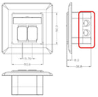 CAT 6 universele wandcontactdoos incl. frame voor opbouwmontage