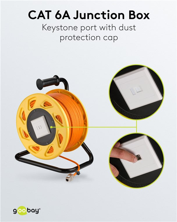 CAT 7A mobiele RJ45-netwerkkabelhaspel, oranje - Goobay