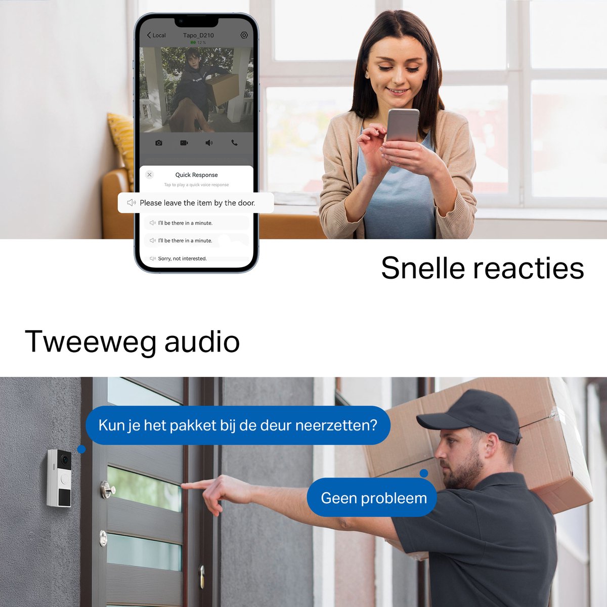 TP-Link Tapo D210 Slimme Video Deurbel – Draadloos – 2K – Inclusief Chime