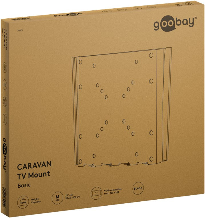 TV Muurbeugel Caravan / Camper Vast – Tot 30 kg draagvermogen – Zwart (Fixed M)