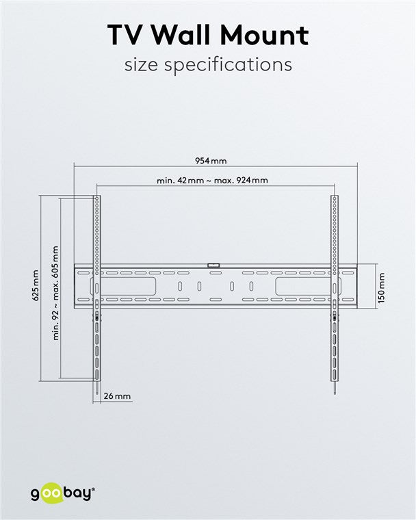 TV Muurbeugel Vast – Geschikt voor 43 t/m 100 inch – Zwart (XL)