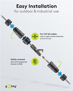 Outdoor LAN Kabelconnector CAT 6A UTP IP68 - Toolless Netwerk Verlengstuk - Goobay