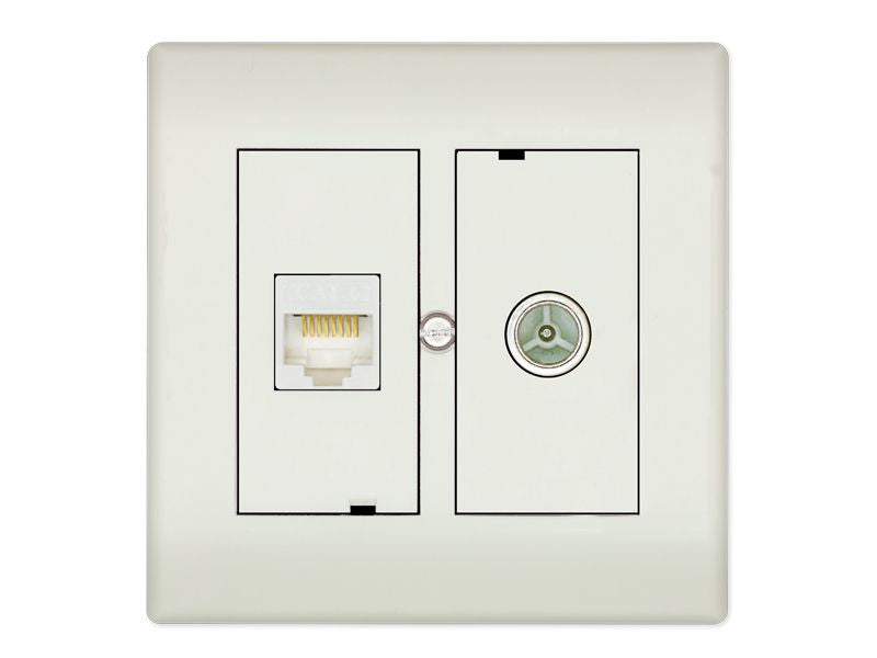 Wandcontactdoos Coax/RJ45 tweegats CAT 6 / CAT 5 - Technetix