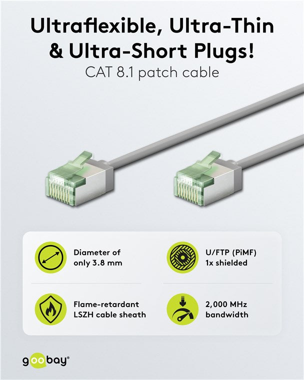 Ultraflexibele CAT 8.1 netwerkkabel, slim, U/FTP
