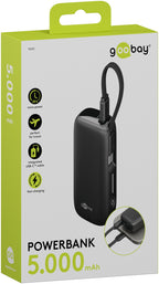Powerbank - 5.000 mAh - Ingebouwde USB-C kabel