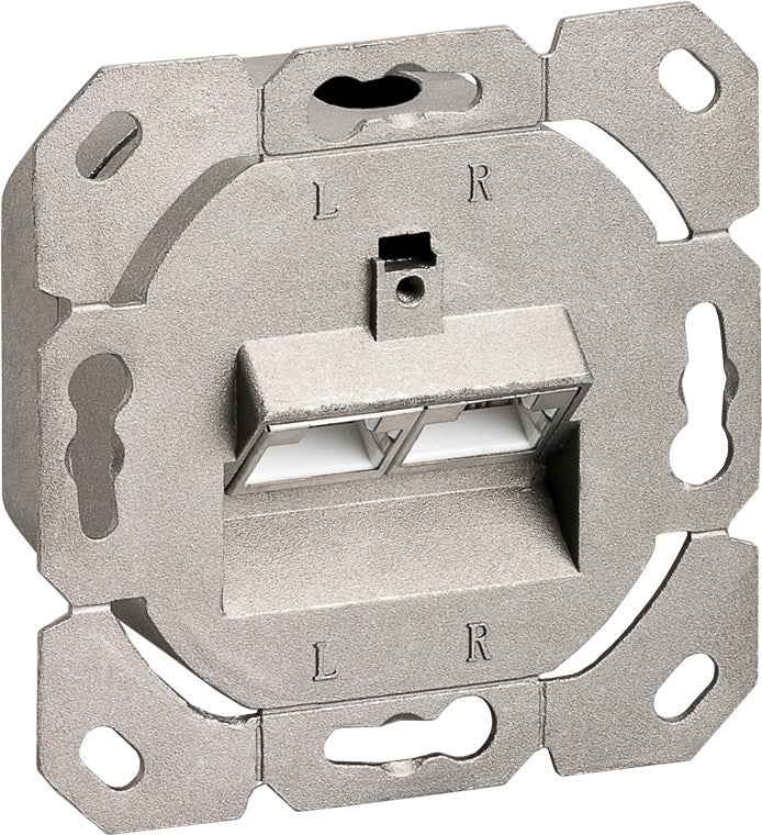 CAT 6A wandcontactdoos inbouw, 2x RJ45-aansluitingen, signaalwit RAL 9003