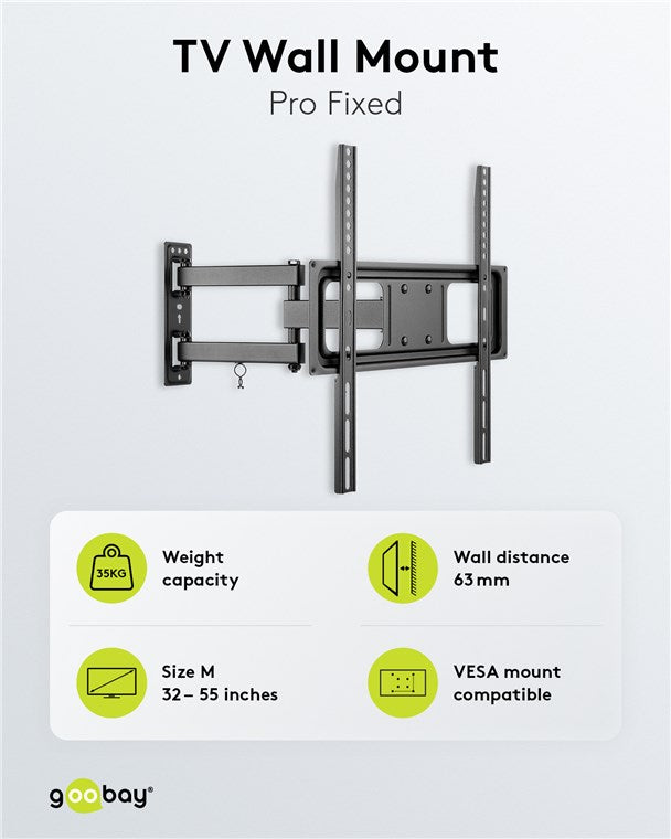TV Muurbeugel Full Motion – Geschikt voor 32 t/m 55 inch – Zwart (M)