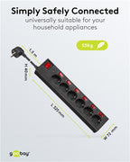 Stekkerdoos 6-voudig met overspanningsbeveiliging en 6x schakelaars, 1,5m