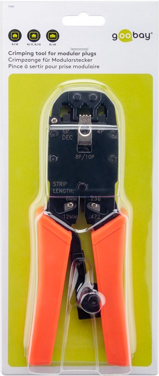 Krimptang voor connectortypes RJ10, RJ11, RJ12, RJ45 en RJ50 en DEC