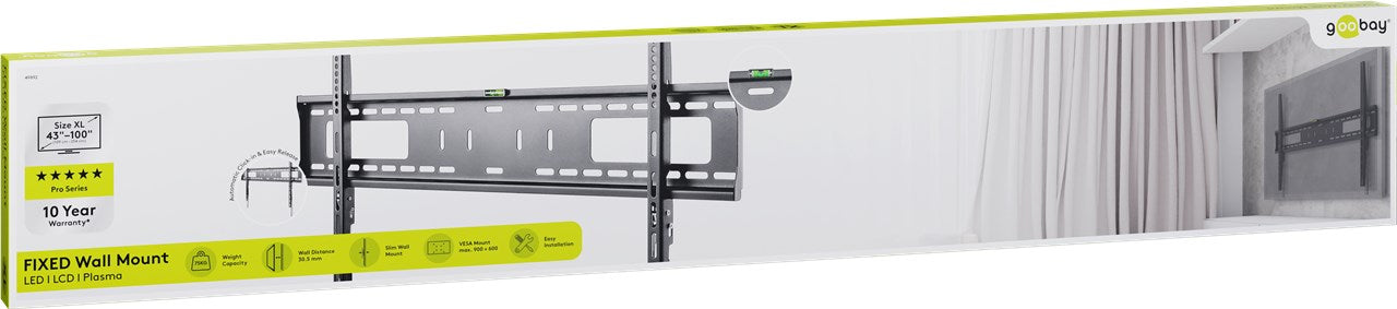TV Muurbeugel Vast – Geschikt voor 43 t/m 100 inch – Zwart (XL)