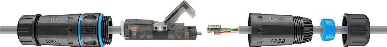 Outdoor LAN Kabelconnector CAT 6A UTP IP68 - Toolless Netwerk Verlengstuk - Goobay