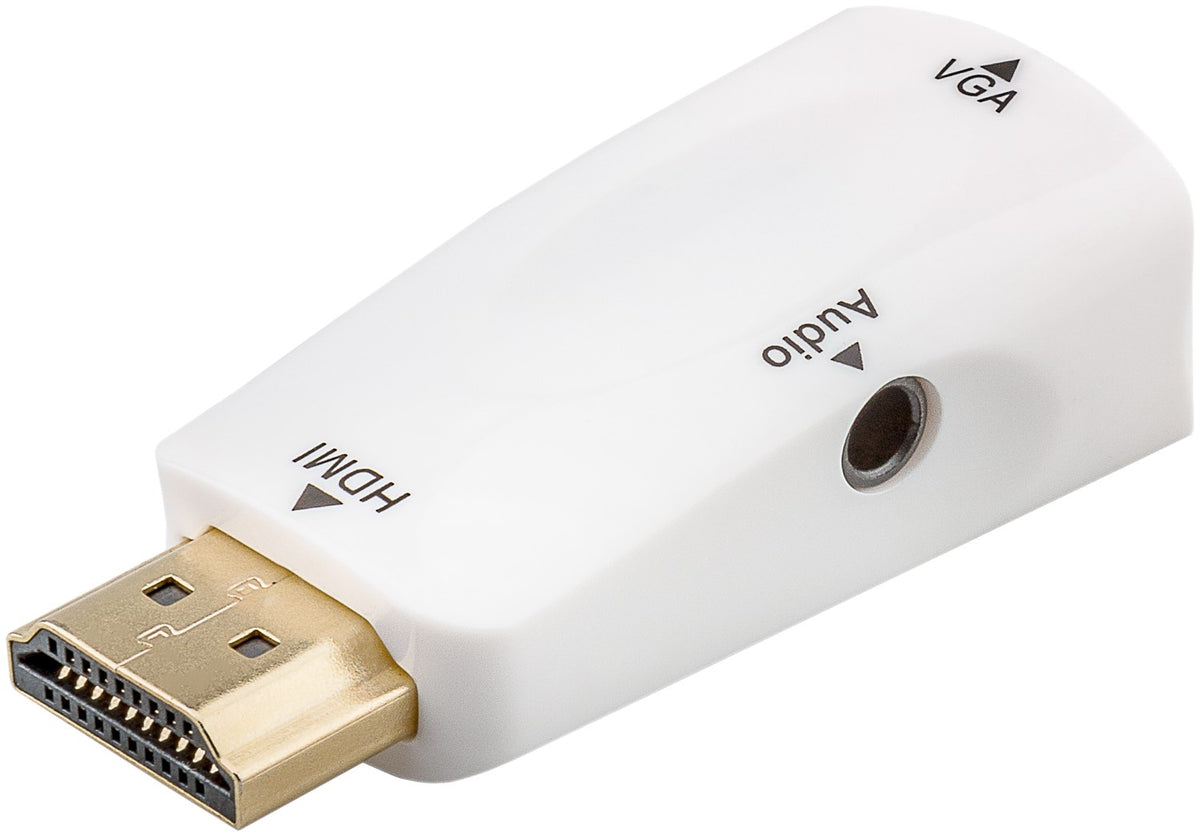 Compacte HDMI/VGA-adapter incl. audio - HDMI-stekker mannelijk (type A) > VGA-aansluiting vrouwelijk (15-pins) +