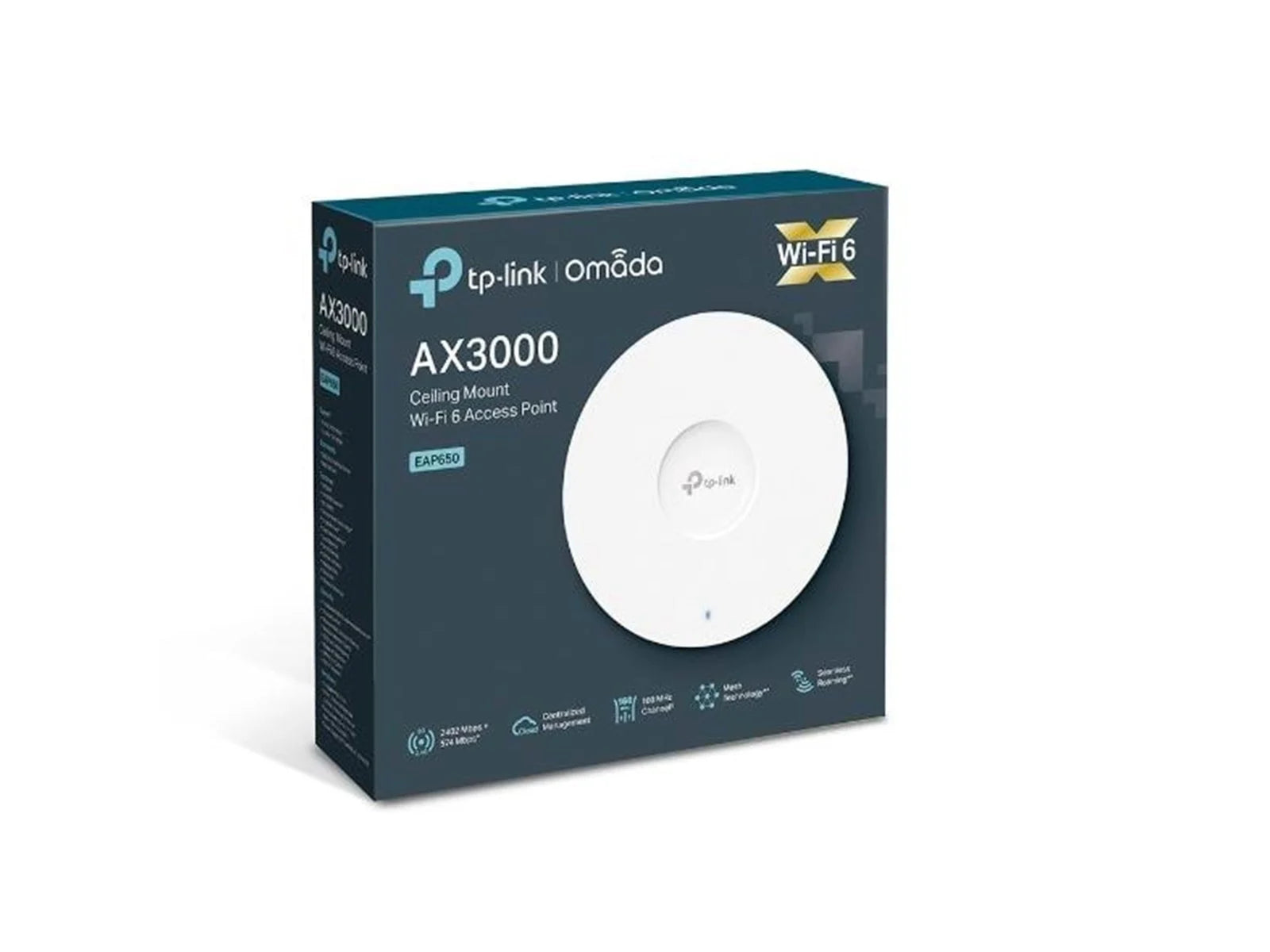 TP-Link Omada EAP650 - access point - Wi-Fi 6 - AX3000 - dual-band - PoE - DC adapter