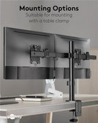 Dubbele Monitorarm Vast – Geschikt voor 17 t/m 32 inch – Zwart