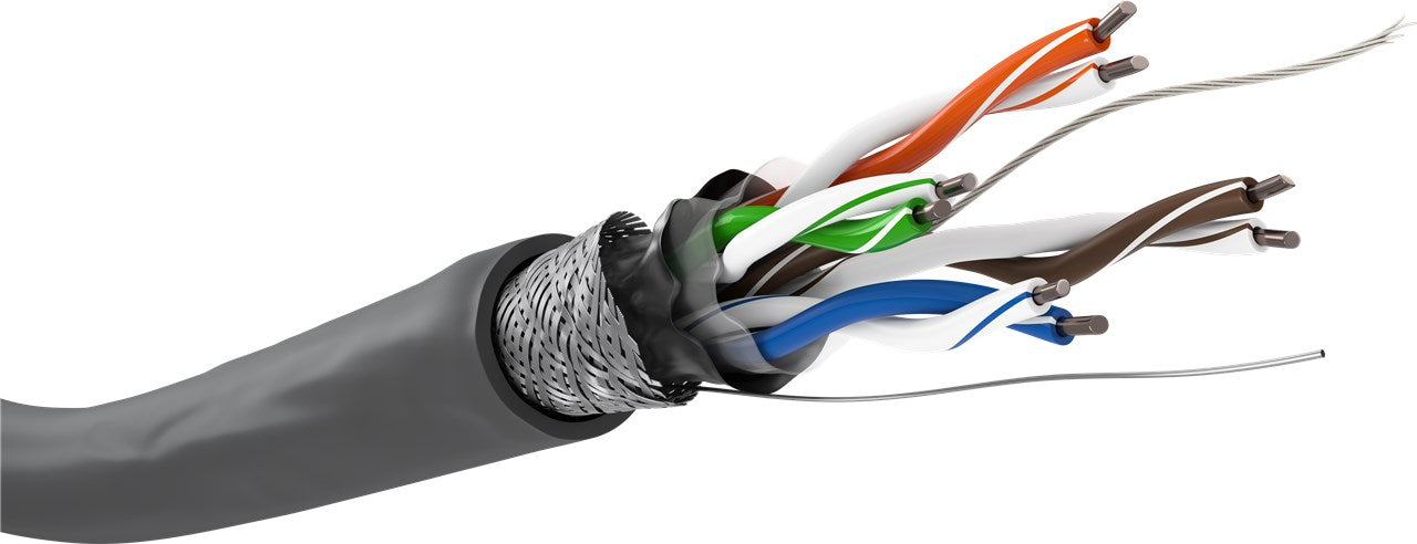 CAT 5e netwerkkabel, SF/UTP, CCA, AWG 24/1, grijs