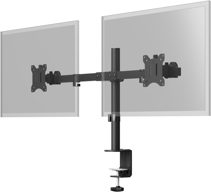Dubbele Monitorarm Vast – Geschikt voor 17 t/m 32 inch – Zwart