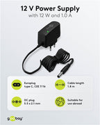 Voedingsadapter 12V / 1A – 5,5 x 2,1 mm DC-plug