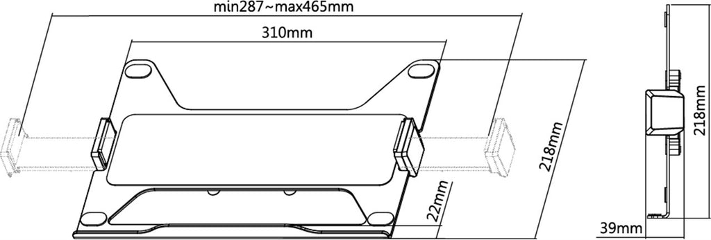 Laptop houder voor Monitorarm – VESA 75x75 & 100x100 – 17,3 inch