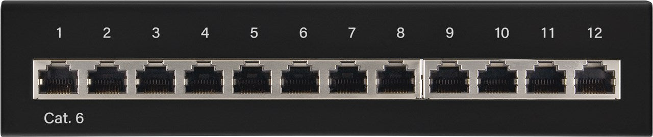 CAT 6 mini/desktop patchpaneel, 12-poorts (1 U)