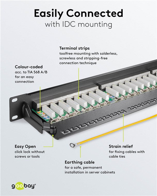 CAT 6A patchpaneel, 19 inch, 24-poorts (1 U)
