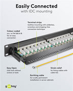 CAT 6A patchpaneel, 19 inch, 24-poorts (1 U)