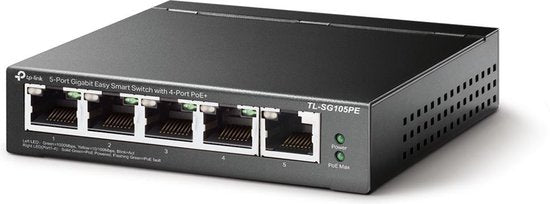 TP-Link TL-SG105PE - switch - 5-poorts - Gigabit - Easy Smart - POE+ - 4x PoE