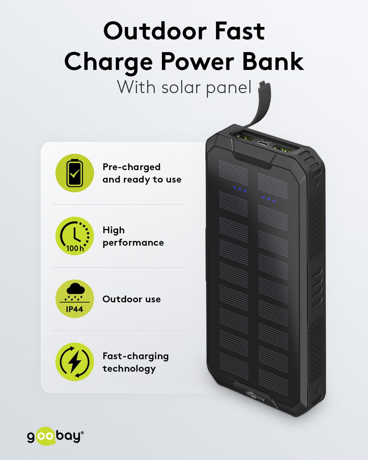 Outdoor Solar Powerbank - 20.000 mAh - Power Delivery