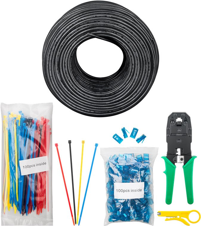 CAT 6A outdoor netwerkkabelset, U/UTP, zwart