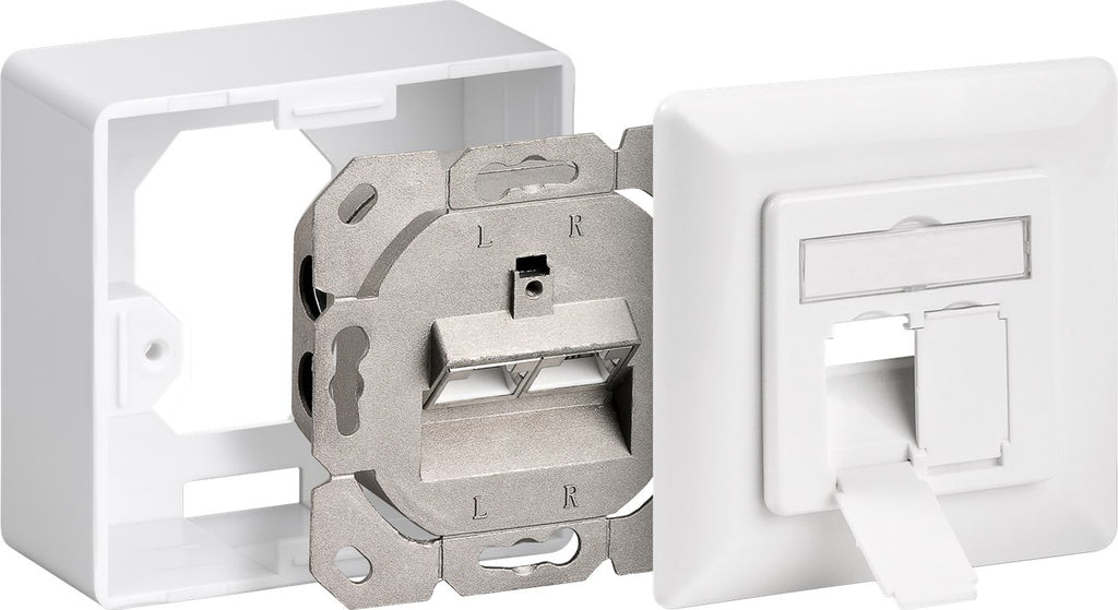 CAT 6 universele wandcontactdoos incl. frame voor opbouwmontage