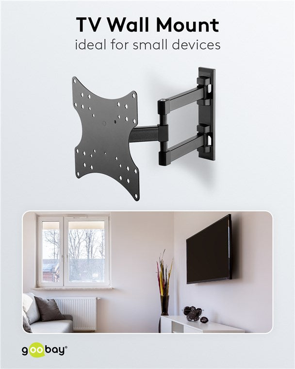 TV Muurbeugel Full Motion – Geschikt voor 23 t/m 42 inch – Zwart (S)