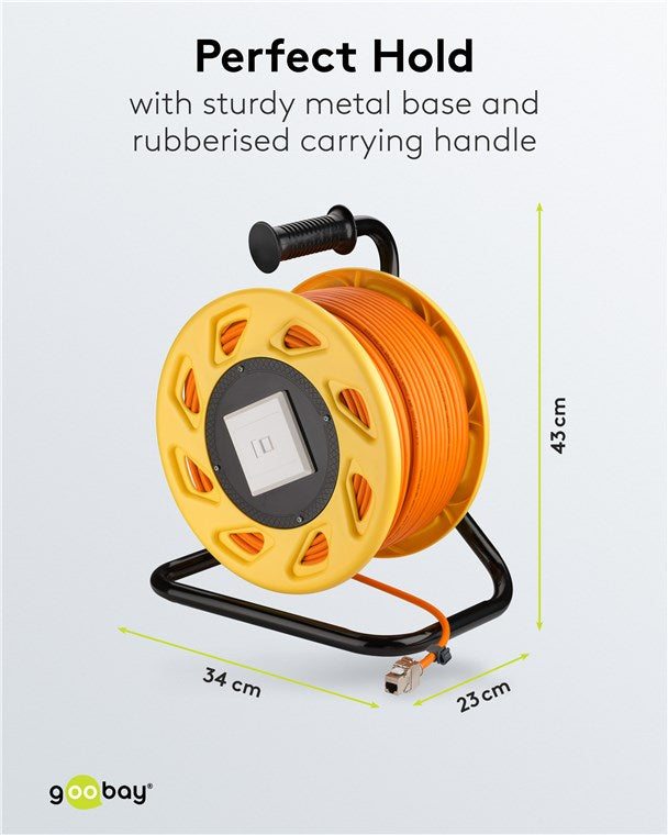CAT 7A mobiele RJ45-netwerkkabelhaspel, oranje - Goobay