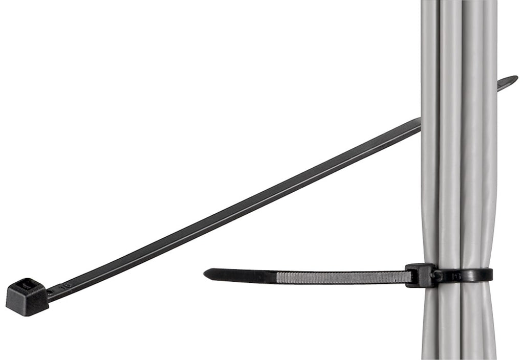 Kabelbinders, UV- en weerbestendig nylon, zwart, 100 stuks, in diverse maten