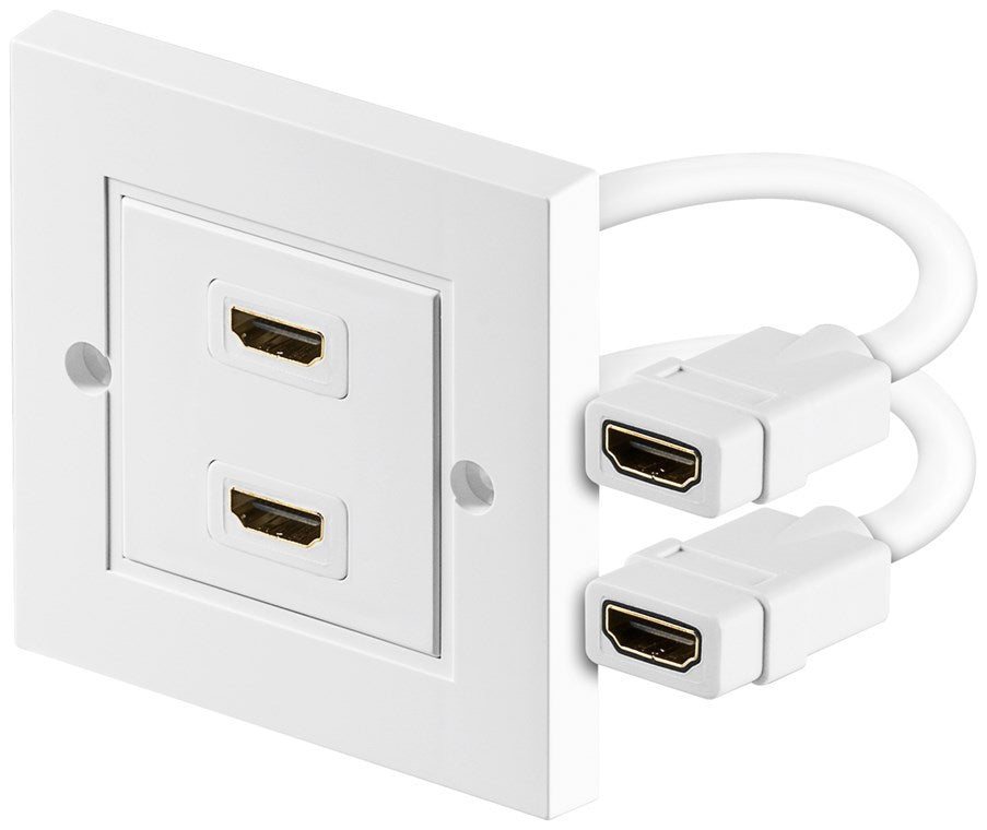 HDMI™ wandcontactdoos, verguld, 2x HDMI™ aansluiting (type A) > 2x HDMI™ aansluiting (type A)