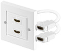 HDMI™ wandcontactdoos, verguld, 2x HDMI™ aansluiting (type A) > 2x HDMI™ aansluiting (type A)