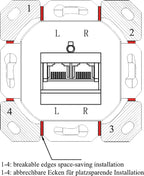 CAT 6 wandcontactdoos inbouw, 2x RJ45-aansluitingen, signaalwit RAL 9003