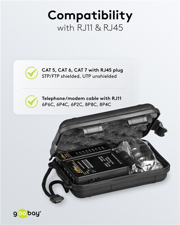 Set voor netwerkkabeltester, CAT 5, CAT 6, CAT 7 en ISDN