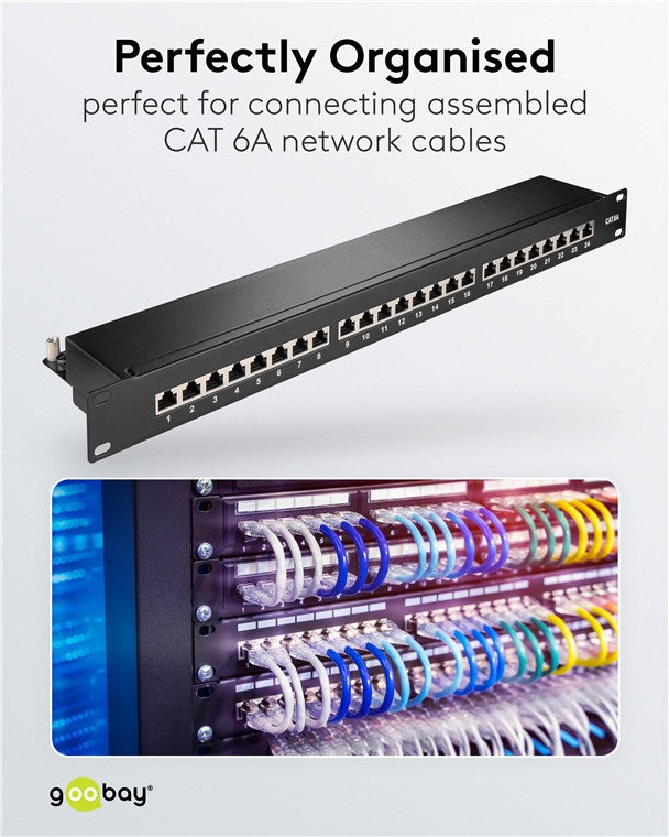 CAT 6A patchpaneel, 19 inch, 24-poorts (1 U)