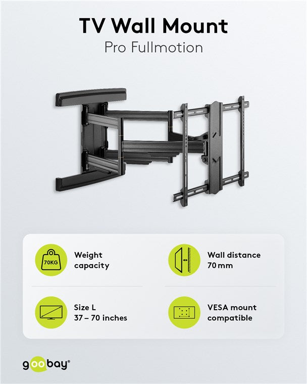 TV Muurbeugel Full Motion – Geschikt voor 37 t/m 70 inch – Zwart (XL)
