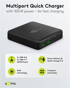 USB-C™ PD GaN Multiport Desktop Charger (100 W) zwart