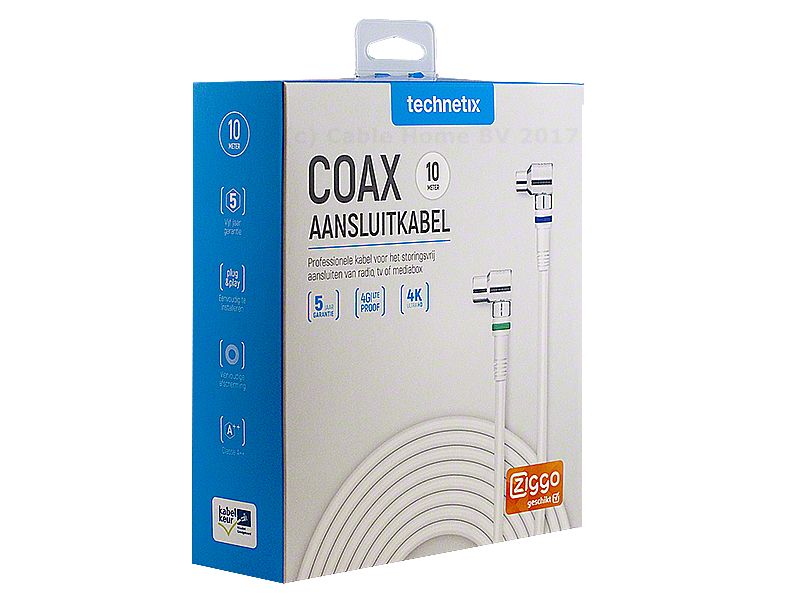 Aansluitkabel Coax - IEC-male/female haaks - Technetix
