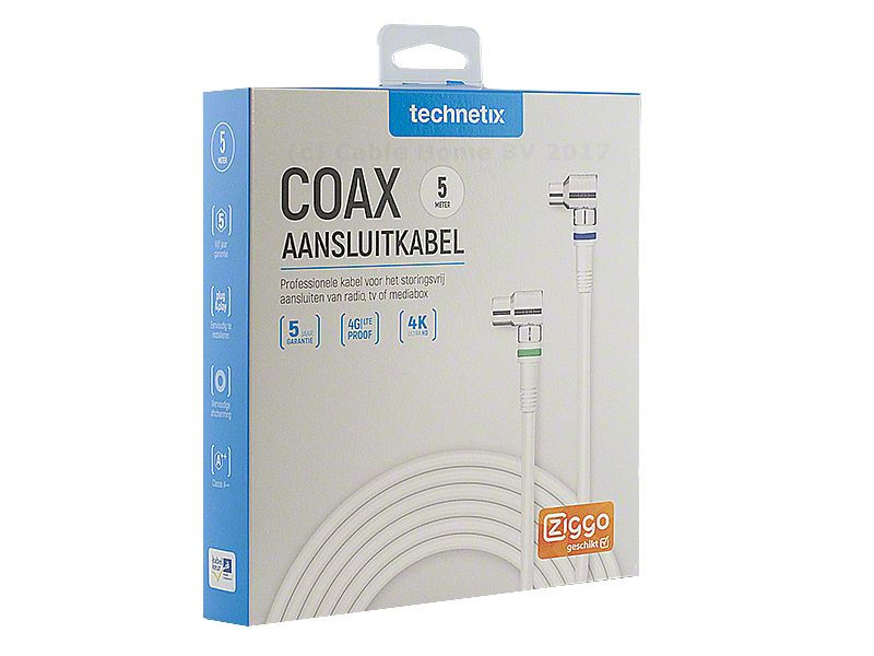 Aansluitkabel Coax - IEC-male/female haaks - Technetix